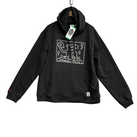 NEW Keith Haring Mens XL Black Graphic Hoodie Cotton/Polyester Blend